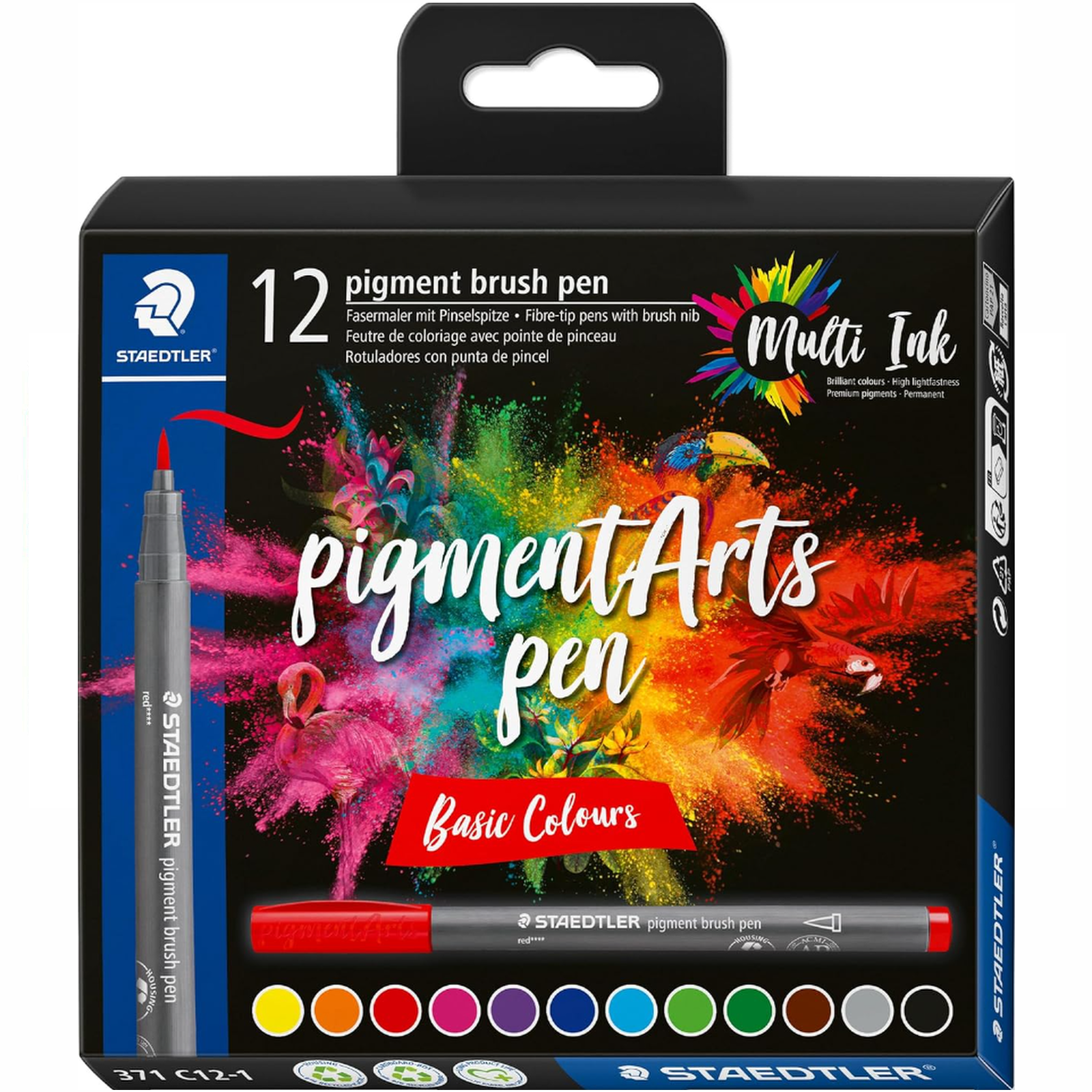 STAEDTLER Pigment Arts Brush Pen - Set of 12 Basic Colours - 371 C12-1