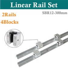 2X SBR12-300mm Linear Slide Rail Guide Shaft Fully Supported  4X SBR12UU Blocks