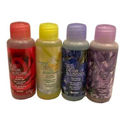 Lot of 4 Yves Rocher Pur Desir de ROSE, LAVANDE, LYS & LILAS Shower Gels 1.7 oz