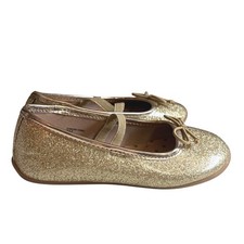 Wonder Nation Toddler Girls Gold Glitter Ballet Flats Memory Foam Shoes Size 8