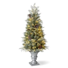 Glitz Design Glitzhome 4ft Pre-Lit Pine Artificial Christmas Porch Tree with 130