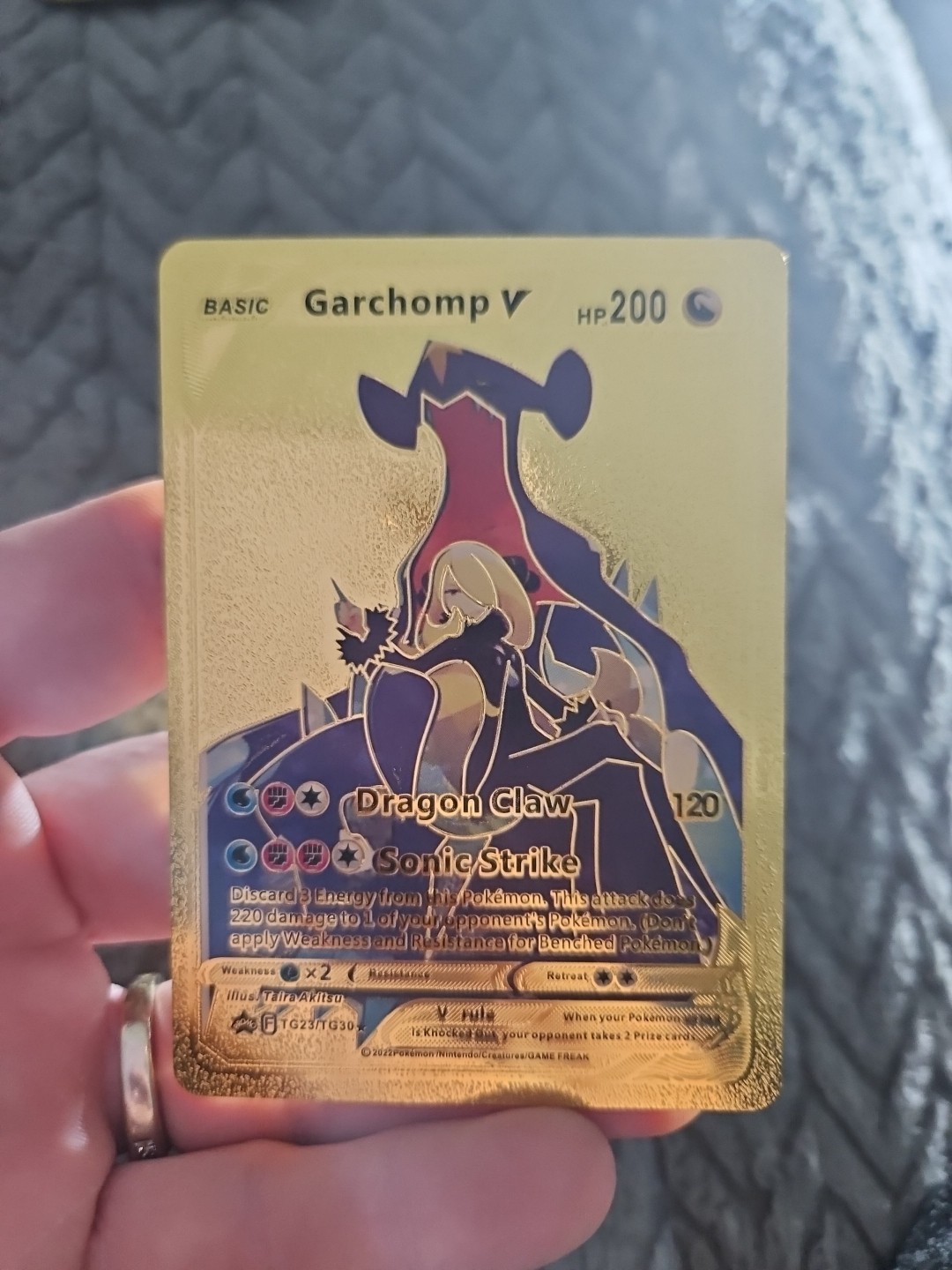 Garchomp V Gold Foil Fan Art Vinyl Textured Collector Pokemon Card Sonic Strike 