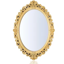 Oval Gold Vintage Mirror 9 x 12.6 Inches Antique Retro Mirrors for Wall Small...