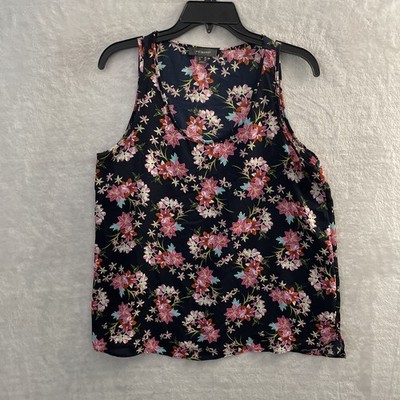 Primark Womans Blouse Top Blue Floral 10 Polyester Sleeveless Round NeckPullover