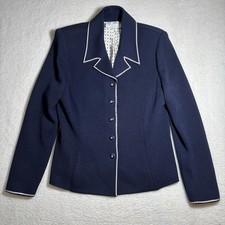 St. John Navy Blue Blazer Jacket Size 8 Knit