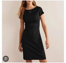 Boden Low Back Ribbed Jersey Sheath Dress Sz 4 R Black Career Classic