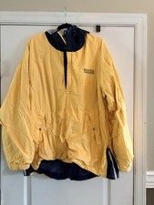Vtg Nautica Competition Windbreaker Jacket Yellow Hoodie 1/4zip Large light
