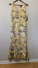 R M Richards Floral Embroidered Maxi Dress Gown Sz 8 Mother Of The Bride NWT