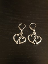 Vintage Heart Dangle Earrings- Open Heart Earrings -Double Heart Earrings Silver
