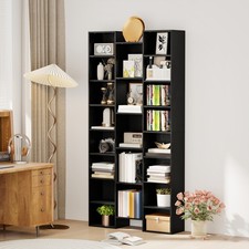 Tall Bookcase, Bookshelf with 21 Compartments and Adjustable Shelves