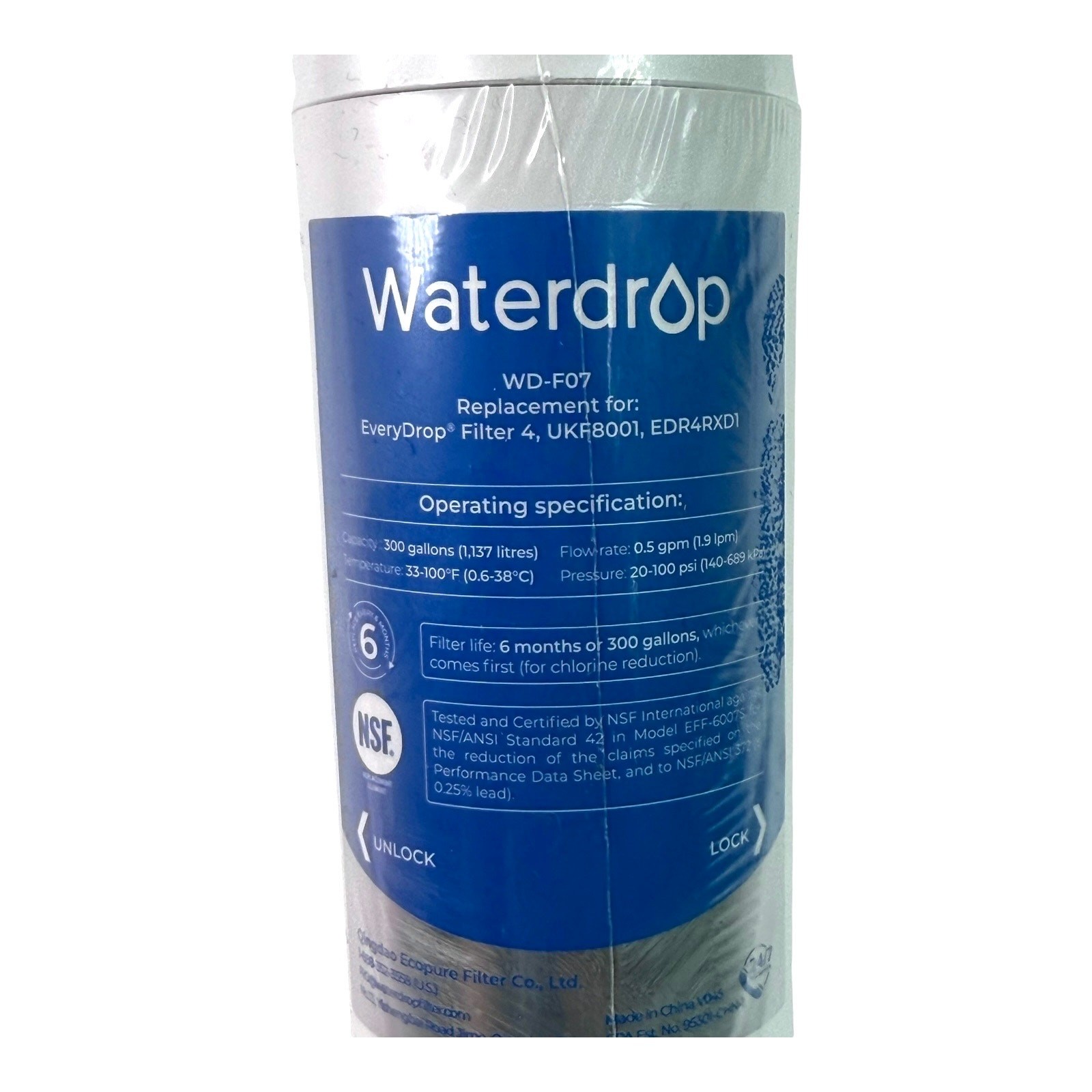 Waterdrop WD-F07 Refrigerator WATER FILTER Fridge Replacement for Whirlpool NEW