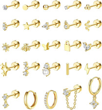25 Pcs Hypoallergenic Earrings for Sensitive Ears Surgical Stainless Steel Earri