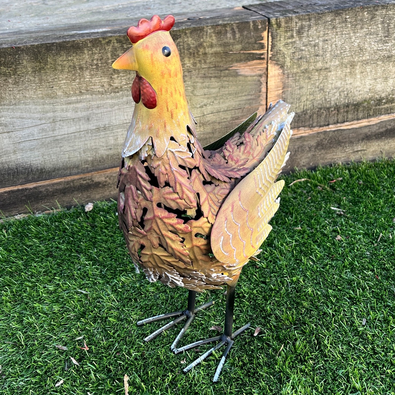 Garden Ornaments and Statues Metal Chicken Sculpture Outdoor Animal Decoration