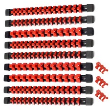 ALOANES 9PC ABS Socket Organizer, 9PC, 1/2, 3/8 & 1/4-inch Drive, Red 