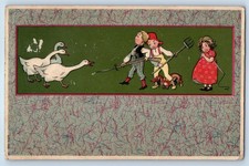 1908 Childrens Scared To Goose Dog Fort Madison Iowa IA Antique Posted Postcard