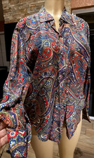 Vintage Christie And Jill Colorful Silk Blouse Paisley Silk Blouse Sz M pb7