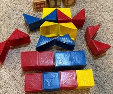 Vintage Lot Of 15 Tupperware Childrens Blocks 3 Vintage Wooden Blocks