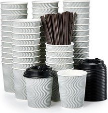 Disposable Insulated Paper Coffee Cups with Lids