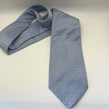 Burberry London Silk Tie Blue with Navy Dots Made in England Pure Silk