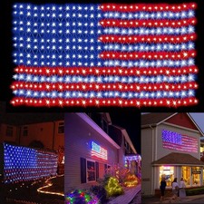 Upgraded American Flag Net Lights, 4th of July Decorations, 420 LED USA Outdoor