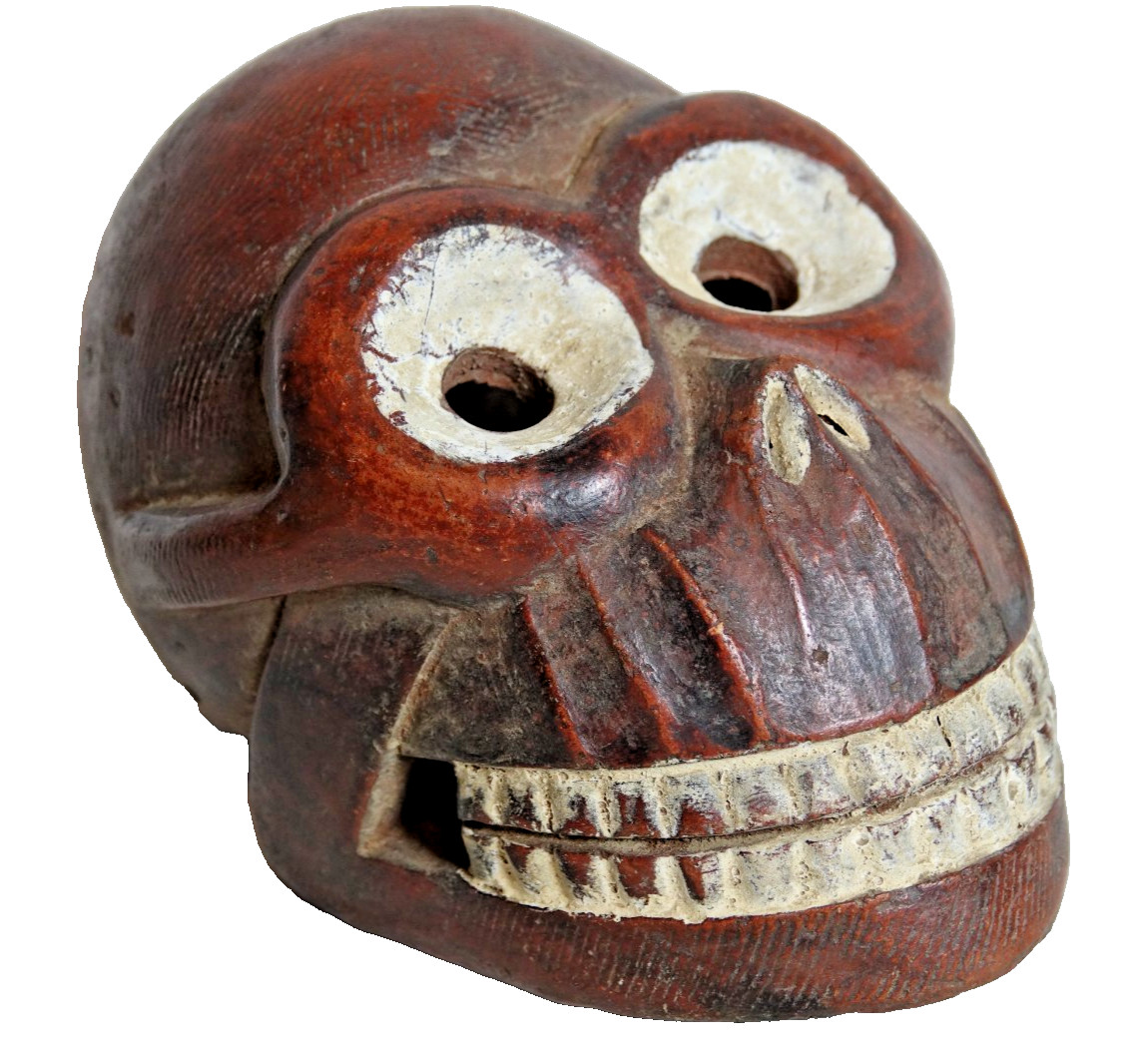 MOST UNUSUAL TERRACOTTA TRIBAL SKULL - VERY RARE - AFRICAN TRIBAL L@@K