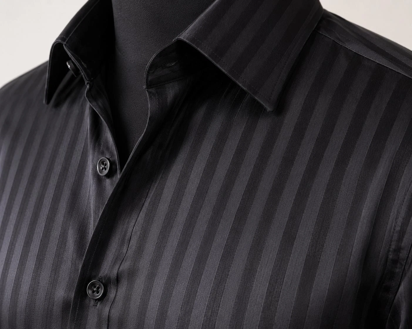 Men's Smart Elegant Self Stripe Satin Dress Shirts in Black and white - DS628.