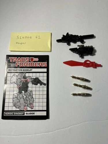 Transformers G1 Sludge Dinobot Vintage Takara 1984 Accessories Weapons & Booklet