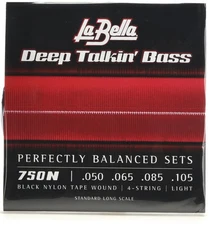 La Bella 750N Black Nylon Tapewound Bass Strings - Light