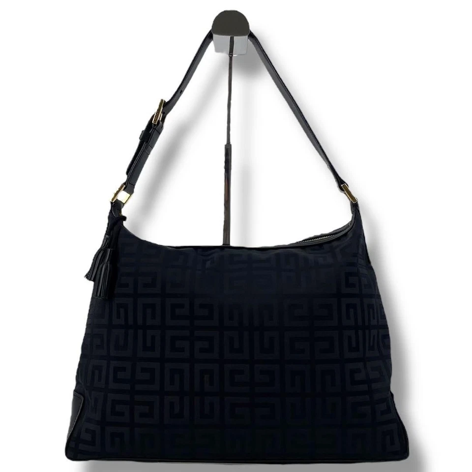 Givenchy Nylon & Leather Shoulder Bag Black 4G Logo Vintage Women's Purse - Image 3 of 4