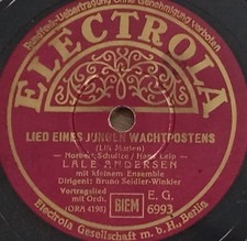 SELTEN LALE ANDERSEN LILI MARLEEN MARLEN 1939 WW2 WK2 SCHELLACKPLATTE 78RPM