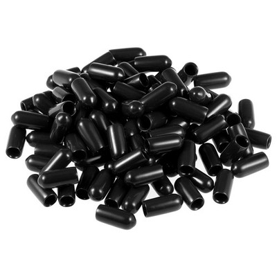 Screw Thread Protector 5.5mm ID Round End Cap Cover Black Tube Caps 100pcs