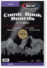 100 BCW Silver Age Comic Book White Backing Boards Storage Backer  7 x 10-1/2