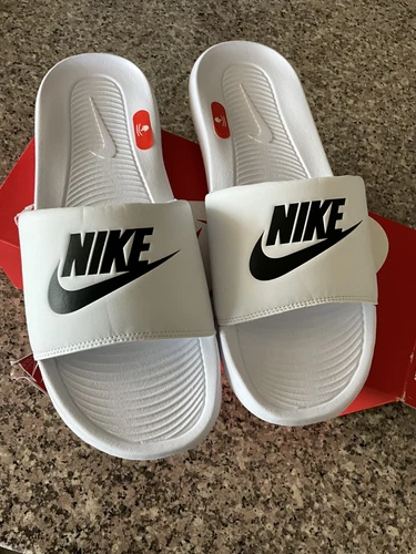 Sandali Nike Victori One Slide BIANCO NERO SWOOSH CN9675 100 TG:14