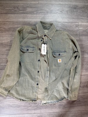Carhartt WIP Vintage washed distressed Michigan double pocket long-sleeved LARGE