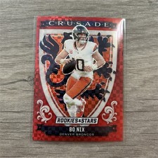 2025 Panini Rookies & Stars Crusade Red Prizm Bo Nix Broncos #28 Red Plaid 