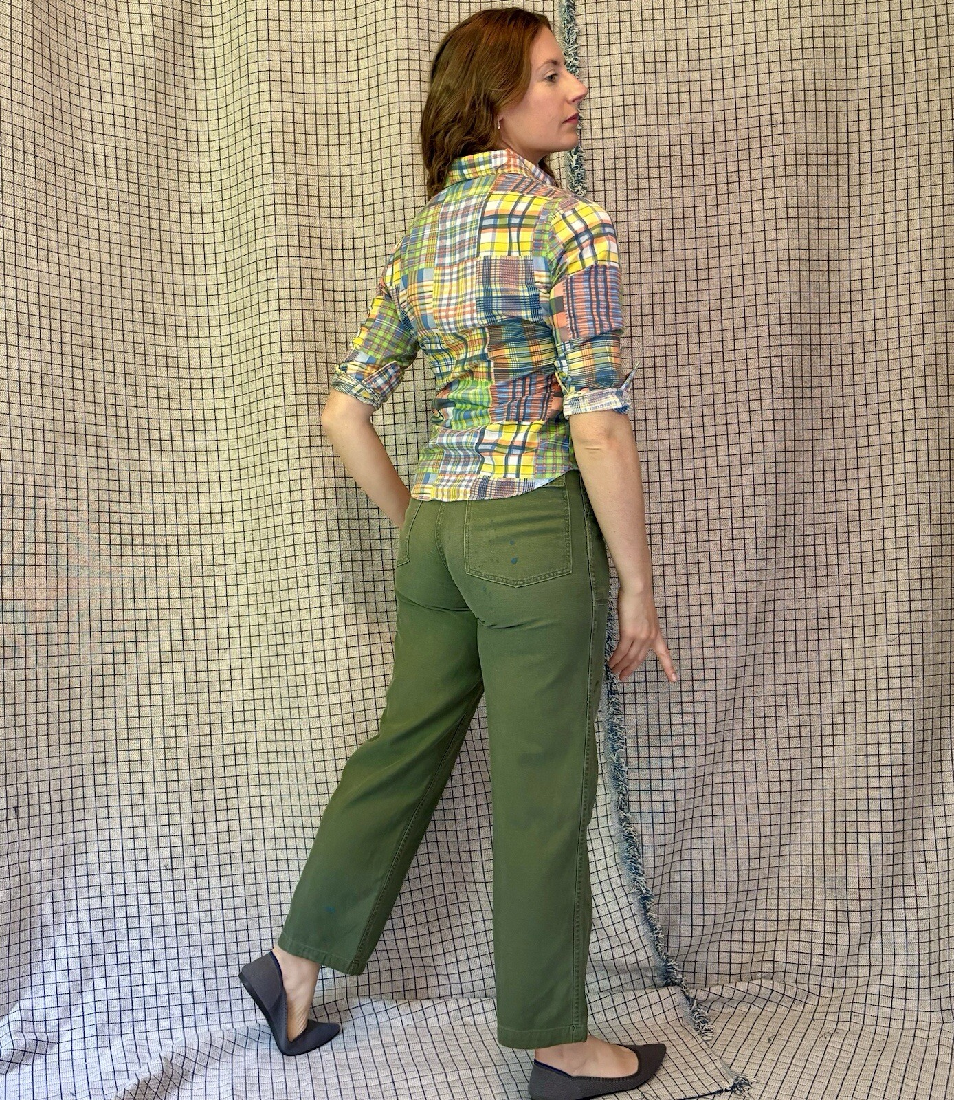 Vintage 70s Plaid Patchwork Button Down Soft Cott… - image 4