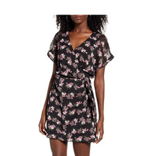 ALL IN FAVOR Simone Floral Wrap Front Minidress M