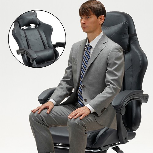 Gaming Chair Adjustable Ergonomic Gamer Home Office PC Desk Chair with Footrest - Picture 22 of 26