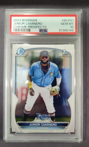 2023 Bowman Junior Caminero #BCP-61 1st Bowman Chrome PSA 10 Tampa Bay Rays
