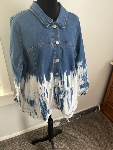 LOGO Lori Goldstein Denim-Shirt Handkrawatte gefärbt Jacke mittelblau plus 18 A397391 - Bild 1 von 4