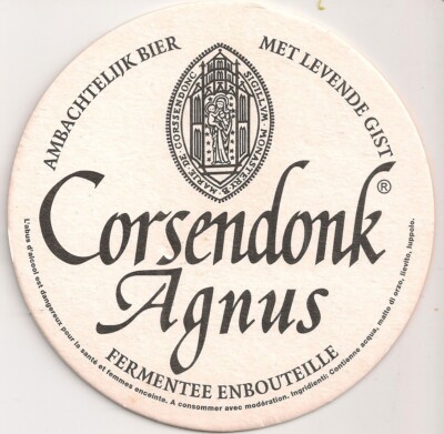 Corsendonk Agnus - old beer mat ''Ambachtelijk beer'' from Belgium