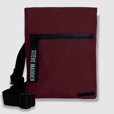 Steve Madden Men's Red Quick-Release Crossbody Adjustable Strap Logo Bag