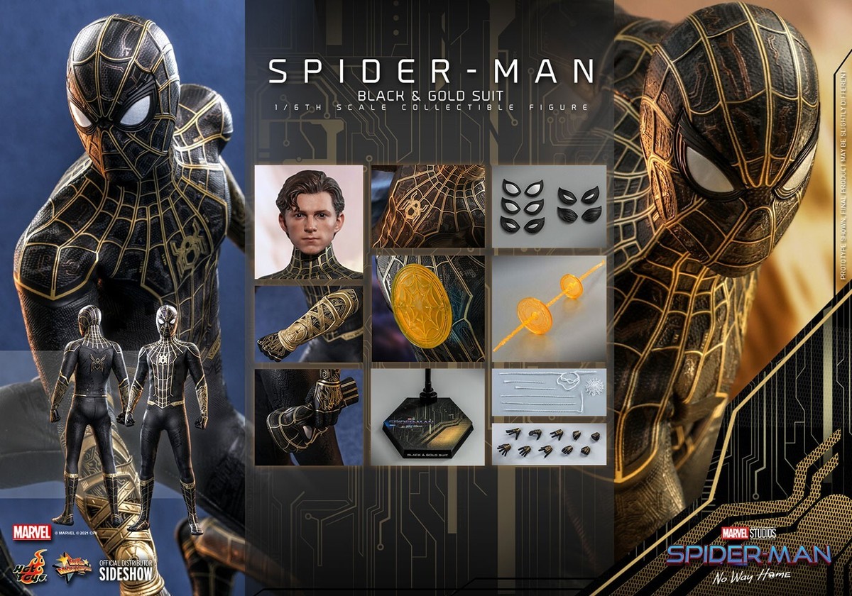 Hot Toys Spider-Man Black & Gold Suit 1:6 Scale Figure No Way Home