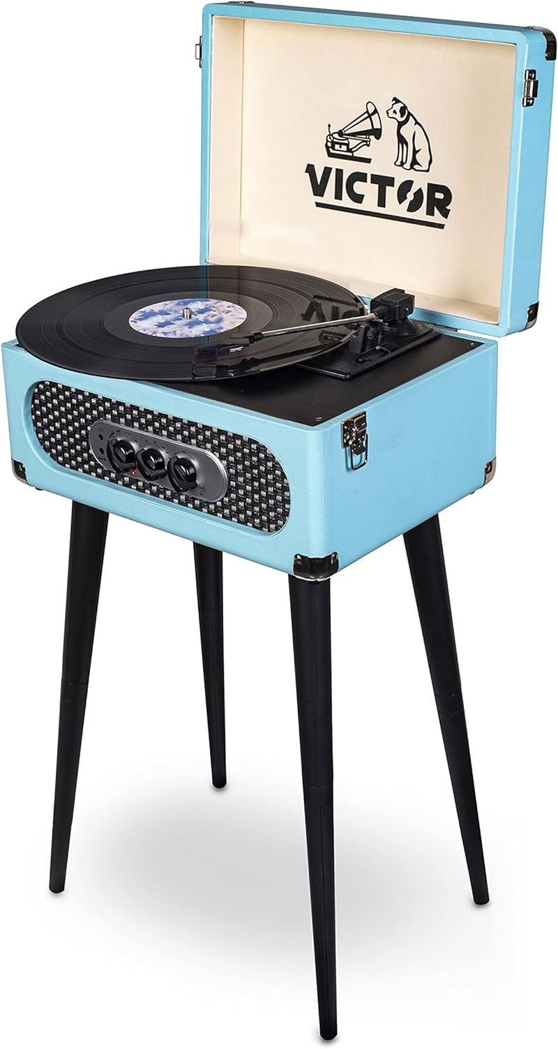 VWRP-3200 Andover 5-in-1 Turntable with 3-Speed Record Player FM Radio Bluetooth and More-image
