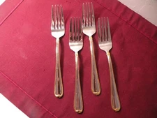 Set Of 4 Cambridge Allure Stainless Gold Accent Salad Forks 6 3/4"