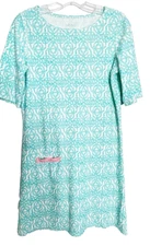 CABANA LIFE Smooth Stretch Medallion Tile Coverup Dress Blue Resort Cruise M