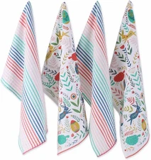 Design Imports DII Folk Collection Easter Bunny Spring Dishtowel Set of 4