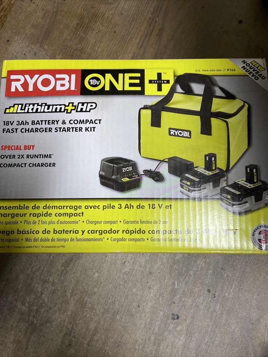 RYOBI 18V ONE+ P166 LITHIUM+ Battery Starter Kit with (2) 3.0 Ah Batteries