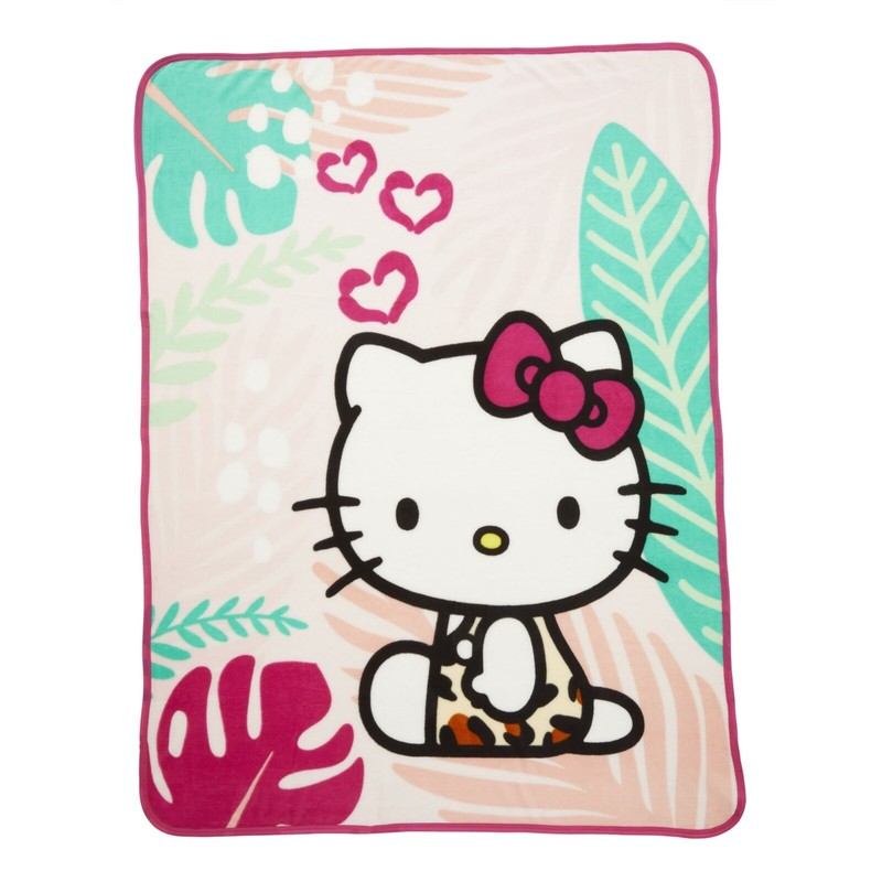 New Wild Hello Kitty Tropical Print 46 x 60 Plush Throw Blanket New In Package
