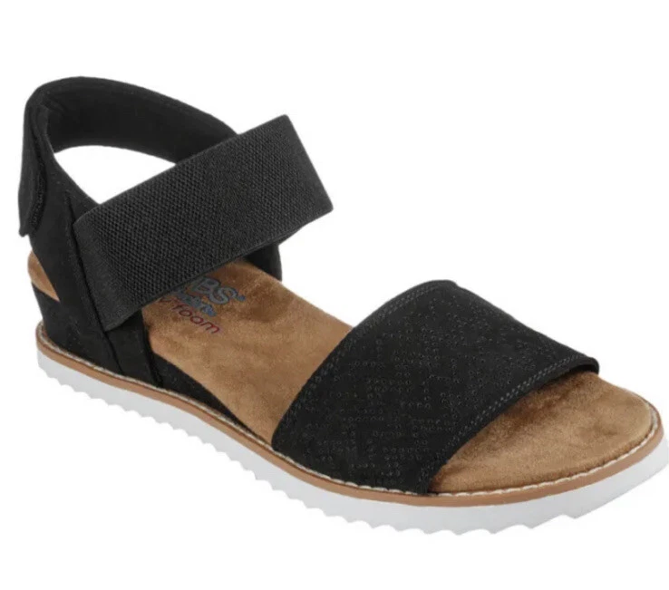 Skechers Desert Kiss Black Sandal Sz 6.5 NEW